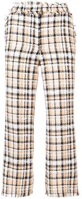 MSGM check tweed cropped flared trousers