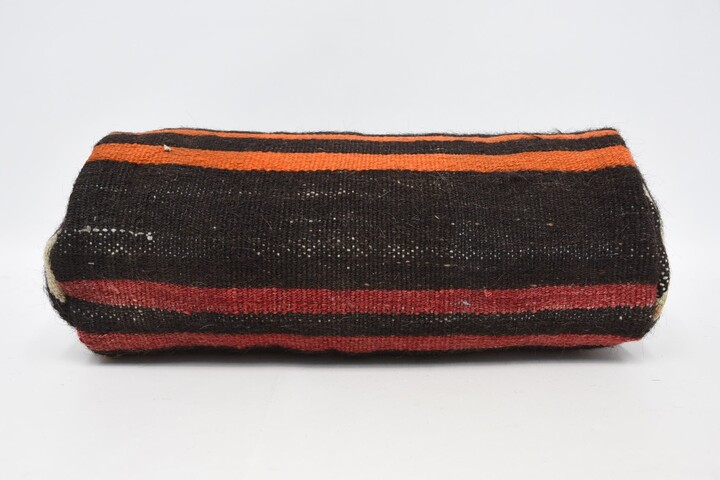Turkish Pillow, Neck Pillow Cover, Brown Striped Sofa Floor Armchair Wool Bolster