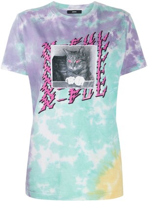 Diesel tie-dye cat print T-shirt