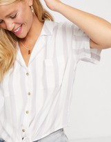 Thumbnail for your product : Hollister tie front stripe shirt in white