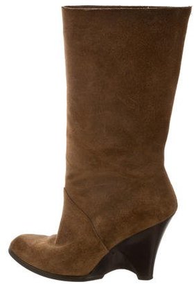 Marni Suede Mid-Calf Wedge Boots