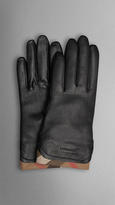 Thumbnail for your product : Burberry Check Trim Leather Gloves