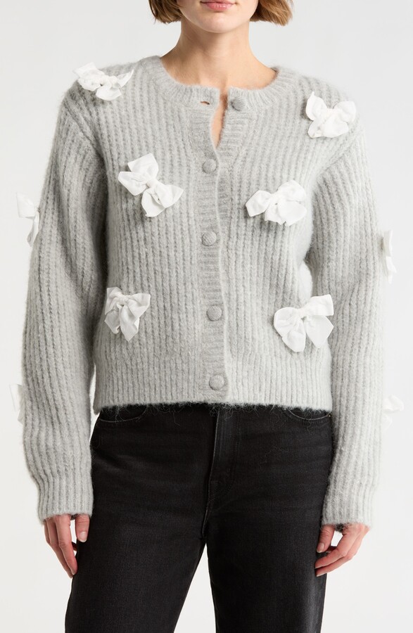Lush Bow Appliqué Cardigan