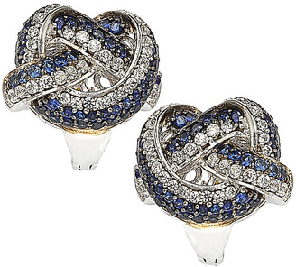 Suzy Levian Diamonds Suzy Levian 18K & Silver 2.07 Ct. Tw. Sapphire Knot Earrings