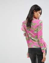 Thumbnail for your product : ASOS DESIGN Top with Ruffle Cold Shoulder in Scenic Print