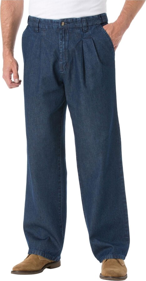 KingSize Men's Big & Tall Relaxed Fit Comfort Waist Pleat-Front Expandable Jeans