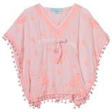 Thumbnail for your product : Melissa Odabash White and Pale Pink Embroidered Pom Pom Kaftan
