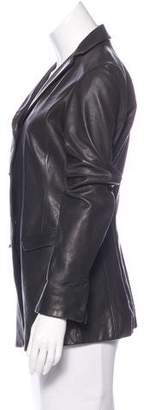 Jil Sander Leather Notch-Lapel Jacket
