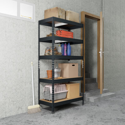 AR Shelving Heavy Duty 4-Tier Powder-Coated Steel Garage Storage Shelving Unit in Matte Dark Gray, HDF Racks (59.4 in. W x 71 in. H x 24 in. D)