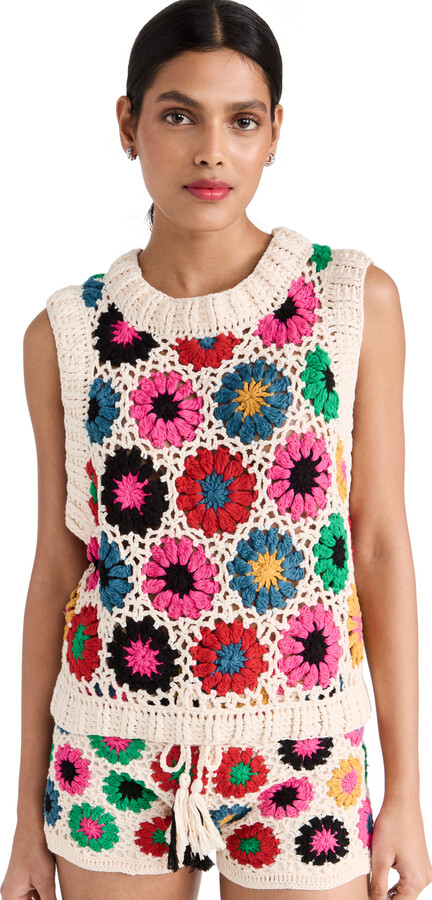 Farm Rio Multi Circles Crochet Vest ShopStyle Tops