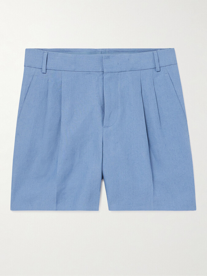 Loro Piana Straight-Leg Pleated Linen Bermuda Shorts
