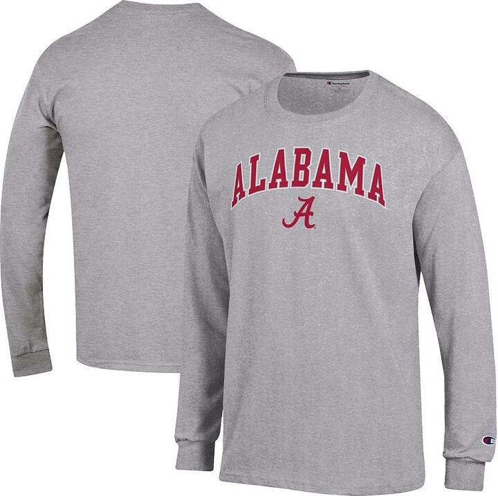 Men's Champion Heather Gray Alabama Crimson Tide Arch Over Logo 2-Hit Long Sleeve T-Shirt