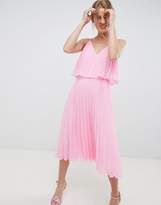 Thumbnail for your product : ASOS Design DESIGN Pleated Crop Top Midi Dress