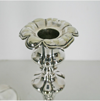 Rejuvenation Pair Sheffield-Style Silver Plate Candlestick Holders