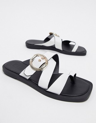 Topshop toe post strappy sandal in white