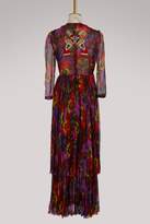 Thumbnail for your product : Gucci Embroidered violet print chiffon gown