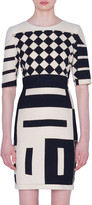 Thumbnail for your product : Akris 1/2-Sleeve Kaleidoscope Sheath Dress