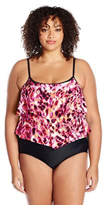 Maxine Of Hollywood Women's Wild Side Double-Tier One Piece Swimsuit