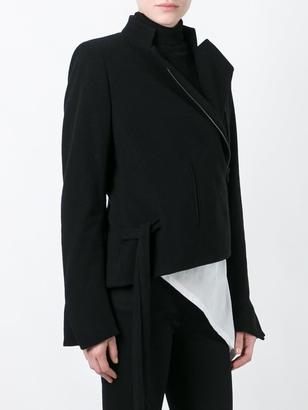 Ann Demeulemeester asymmetric curve zip front cropped jacket