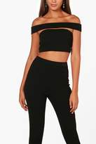 Thumbnail for your product : boohoo Tall Off The Shoulder Crop & Trouser Co-ord