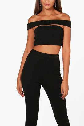 boohoo Tall Off The Shoulder Crop & Trouser Co-ord