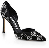 Thumbnail for your product : Manolo Blahnik Embellished Satin D'Orsay Pumps