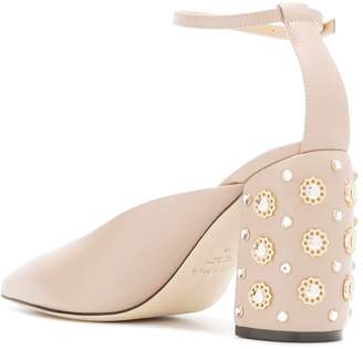 Grey Mer pearl embellished heel pumps