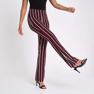 River Island Womens Red stripe rib flaRed trousers