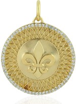 Thumbnail for your product : Artisan 14Kt Yellow Gold Floral De Lis Circle Pendant Diamond Jewelry