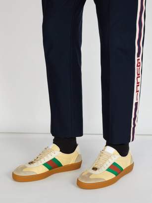 Gucci Jbg Leather And Suede Low Top Trainers - Mens - Multi