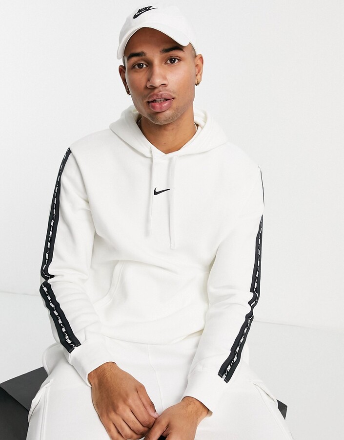 Nike Repeat logo taping hoodie in white - ShopStyle