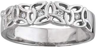 Solvar Trinity Knot Ring Celtic Symbols 14K White Gold & Diamonds Sz 6.5