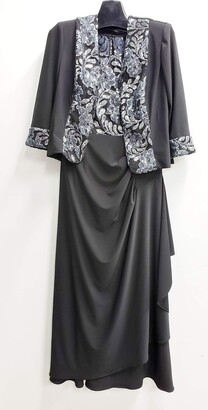 Le Bos Women's Metallic Embroidered Drape Layered Dress
