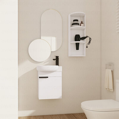 Winston Porter Soft Close Doors Bathroom Vanity With Sink And Storage Rack16 Inch For Small Bathroom