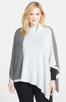 Thumbnail for your product : Vince Camuto Cable & Waffle Stitch Turtleneck Poncho (Plus Size)