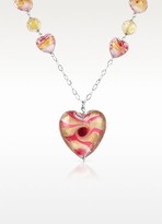 Thumbnail for your product : Murano House of Vortice - Pink Glass Swirling Heart Sterling Silver Necklace