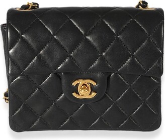 CHANEL Vintage 90s Black Lambskin Leather Classic Flap Quilted