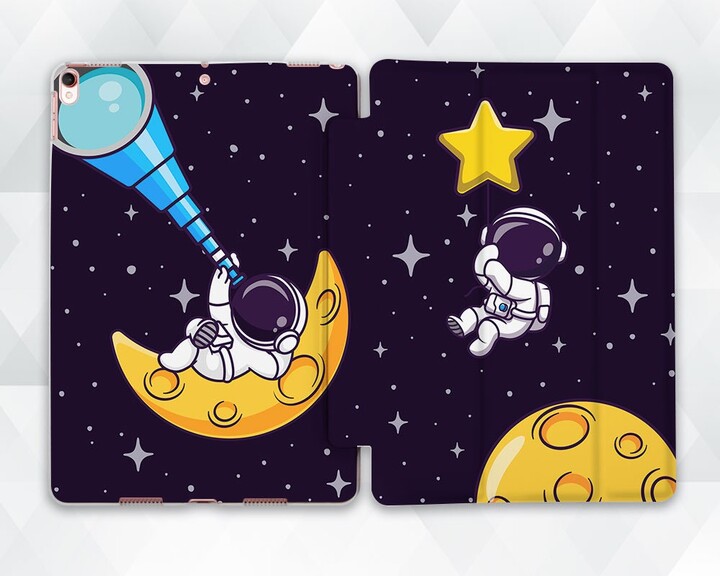 Astronaut Ipad Case Cute Space 10.2 9Th 9.7 Pro 11 10.5 12.9 Air 5 Mini 6 For Kids Teens Kawaii Planets Stars Trendy Funny Design Cover