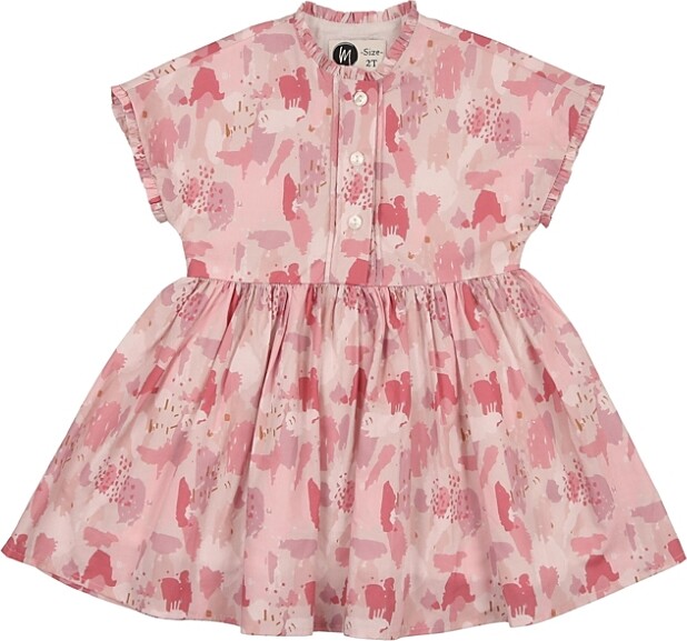 Manière Girls' Artistry Poplin Short Sleeve Dress - Little Kid