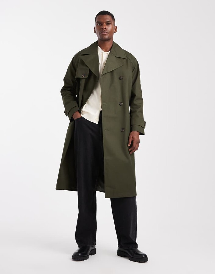 ASOS DESIGN oversized trench coat in khaki