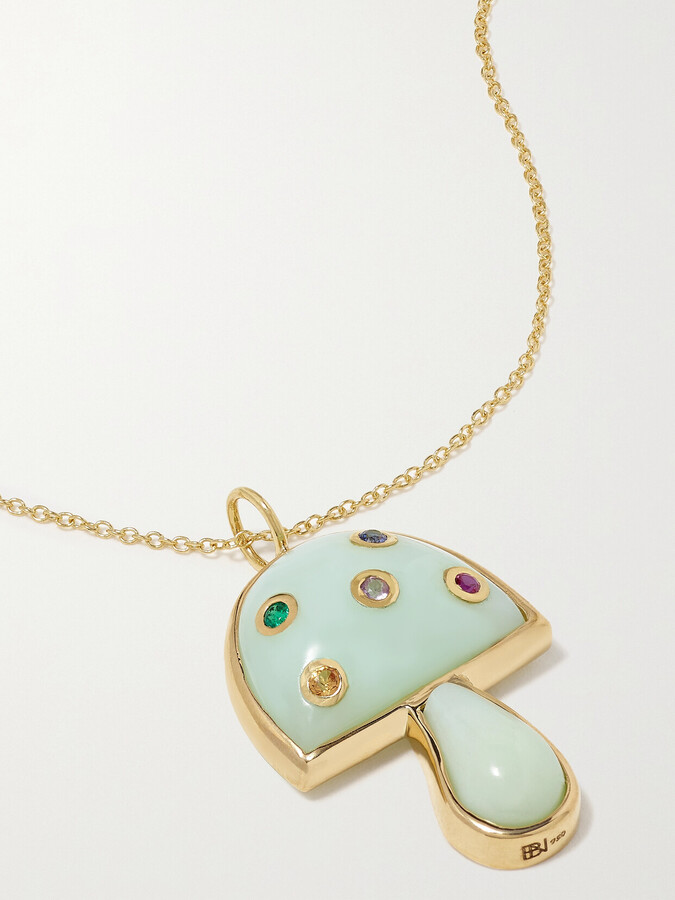 Brent Neale Mini Mushroom 18-karat Gold Multi-stone Necklace - One size