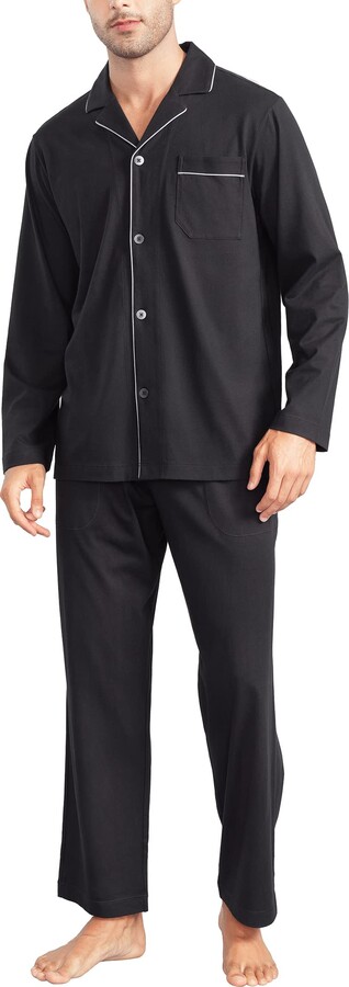 DAVID ARCHY Men's Pyjamas Sets Cotton Sleepwear Long Sleeve Top ...