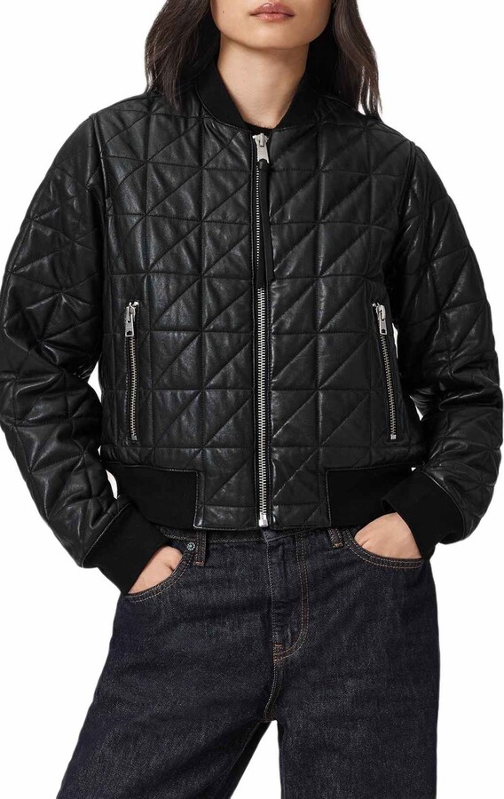 AllSaints Carly Quilted Leather Bomber Jacket