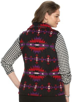 Chaps Plus Size Southwestern Fleece Vest
