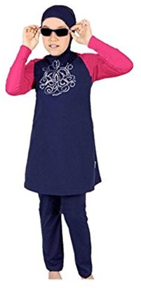 nadamuSun Muslim Swimwear for Kid Girls Children Modest Islamic Hijab Swimsuits Burkini 