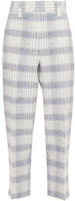 Acne Studios Cropped Checked Linen-blend Straight-leg Pants 