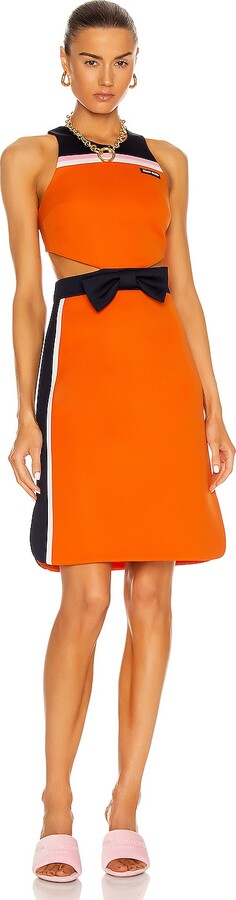 Miu Miu Intarsia Technical Jersey Dress in Orange