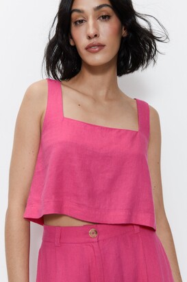 Warehouse Linen Box Strappy Crop Toppink