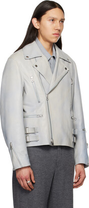 Jil Sander Blue Eldorado Leather Jacket