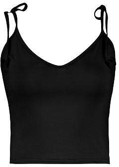 boohoo NEW Womens Tie Strappy Jersey Cami Top in Black size 6